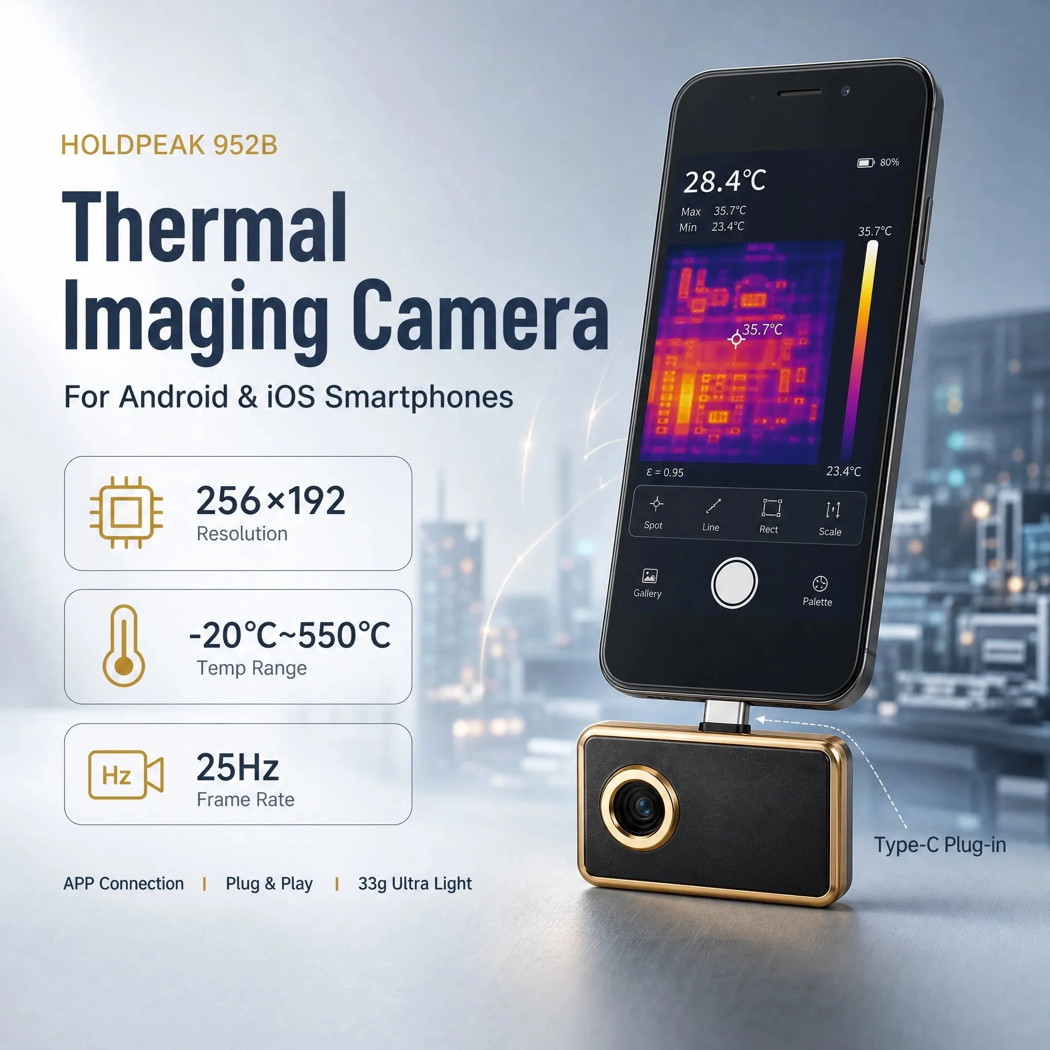 Thermal Imaging Camera 256X192 - 256x192 IR 해상도 열화상 카메라, 25Hz,