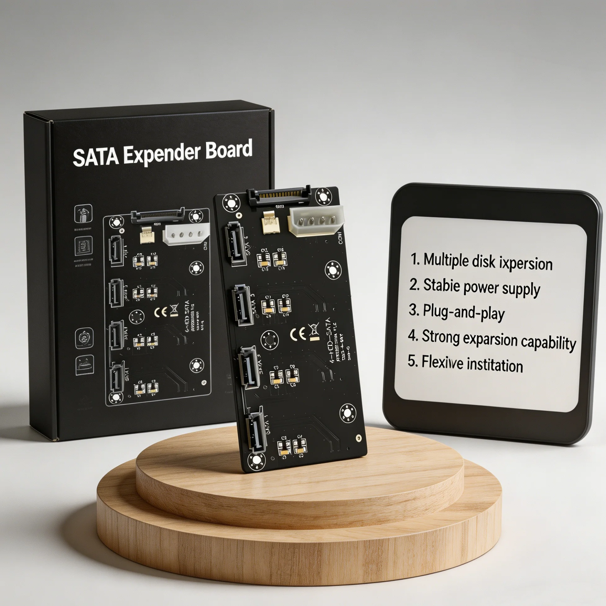 

T323 4Pin 4 Port SATA to SATA Expansion Card, 2.5/3.5 Inch HDD SSD Adapter Board with Power Supply for PC Server