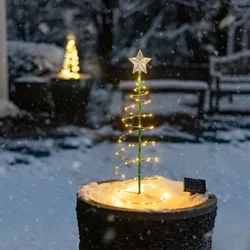 Guirnalda de luces LED solares para exteriores, lámpara de Navidad a prueba de satélite IP65, linterna de estrella, luz decorativa para árbol, soporte para suelo de jardín