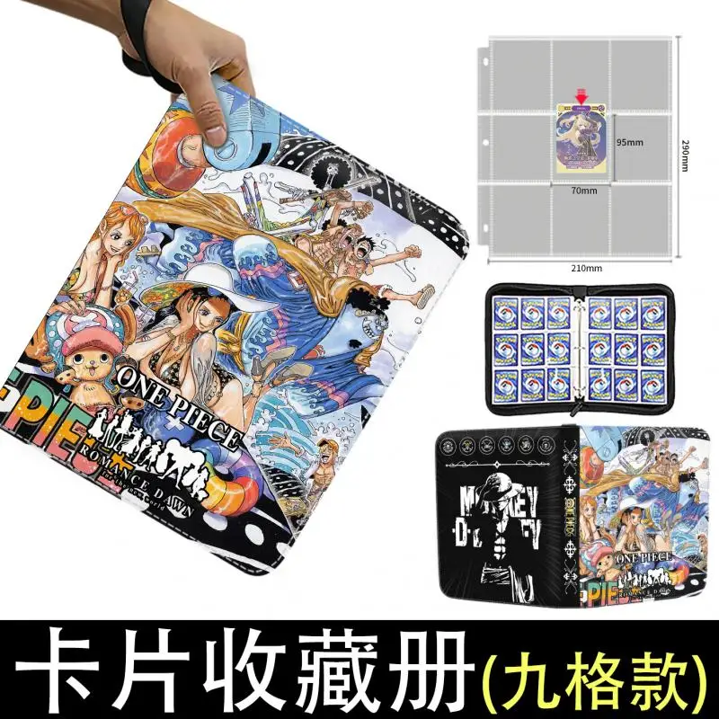 Anime One Piece Card Collection Book Luffy Kawaii Large Capacity Nine-Grid Leather Zipper Storage Book Christmas Birthday Gift