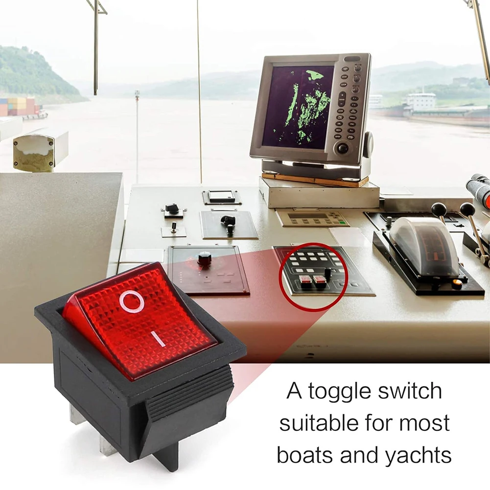 4-Pin Rocker Switch Red Illuminated Switch Automobile Boat Light Indicator Thermoplastic Engineering Materials