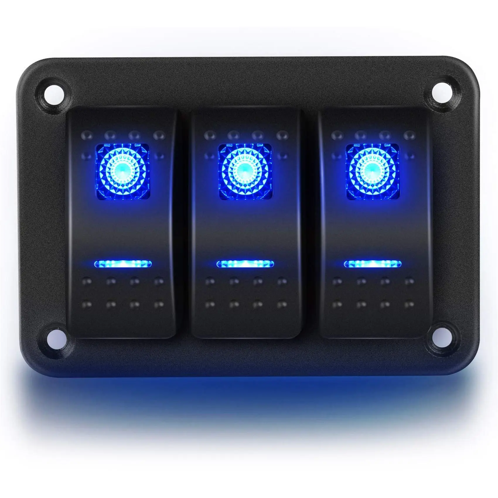 AU33-3 Gang Aluminum Panel Toggle Dash 5 Pin ON/Off Pre-Wired Rocker Switch For Automotive Car Marine Boat