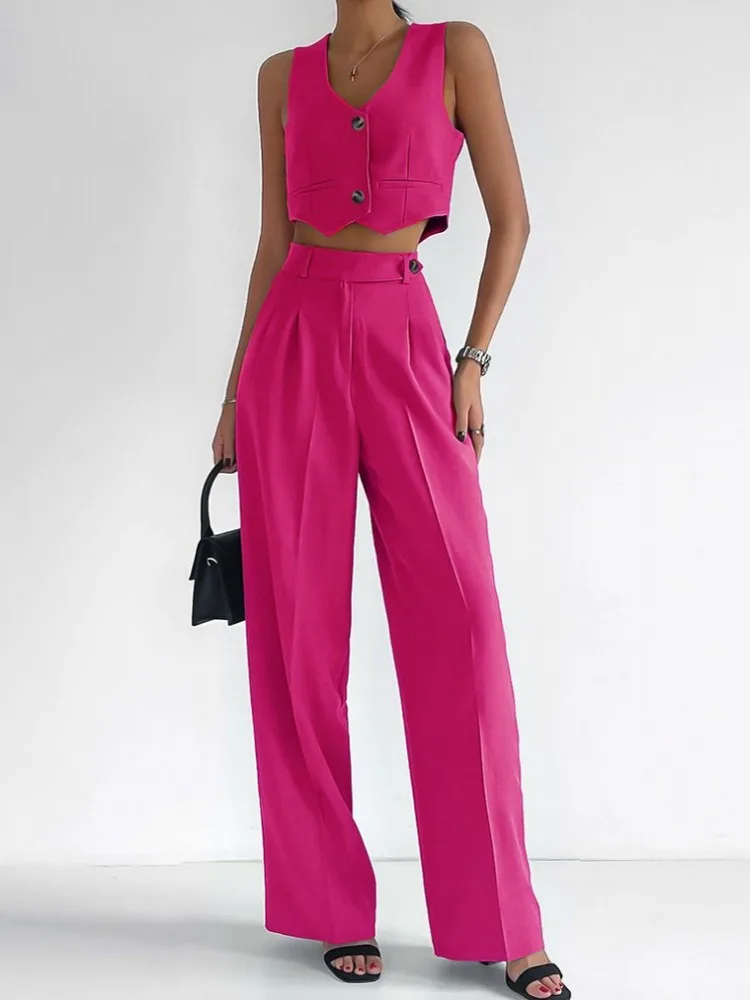 

2 Piece Women Sets 2026 Summer Autumn New Arrival Matching Sets Two Pieces Sets Sleeveless Top And Pants Suits Outfits Clothing