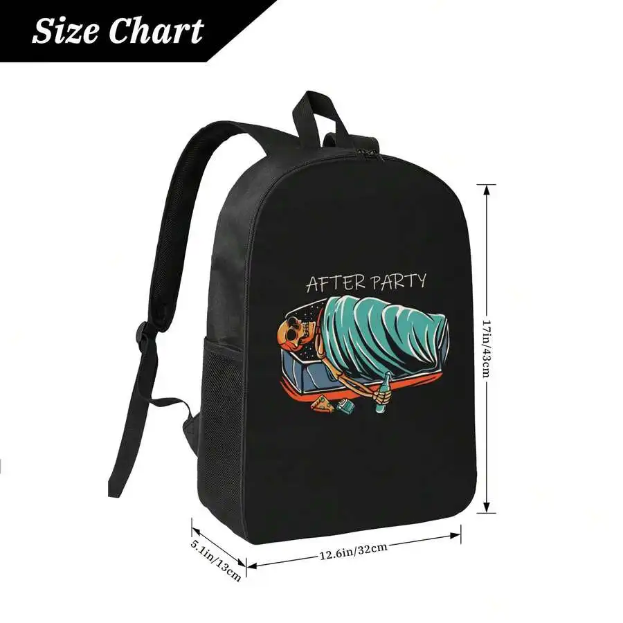 Black After Party Graphic Backpack For Adults Unisex Casual Style