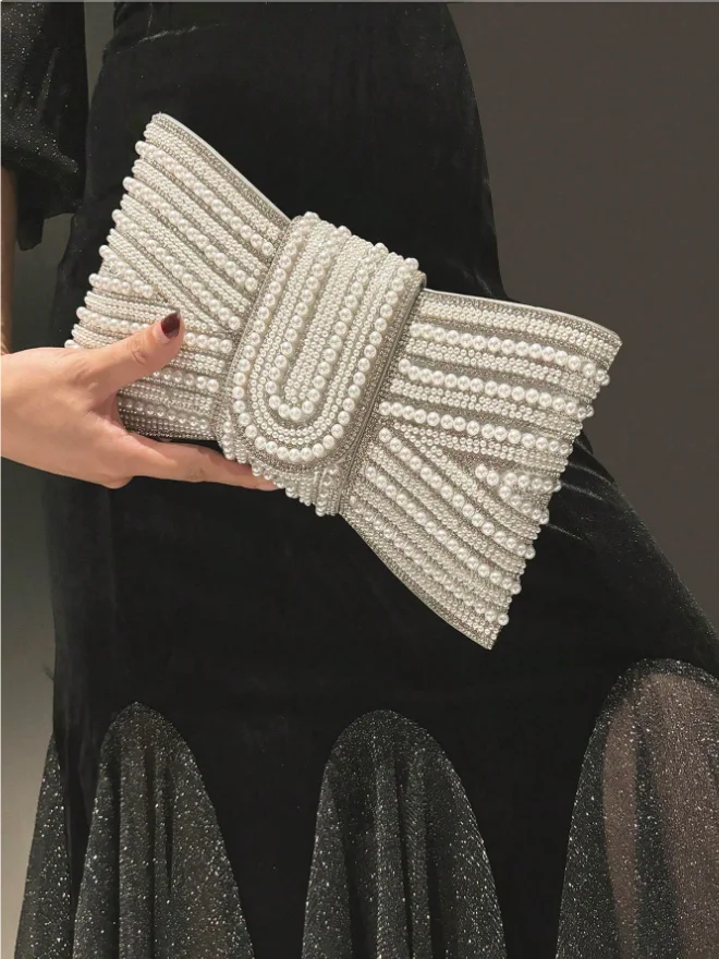 

Large Size High-Quality A-Grade Diamond Bowknot Pearl Shiny Rhinestone Evening Bag Diamond-Encrusted Dress Clutch Envelope Bag Chain Crossbody Bag Fashion Handbag Rhinestone-Encrusted Pu Envelope Mini Evening Bag Chain Party Clutch Evening Bag Fashion Bag