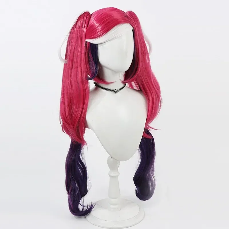 Anime Hazbin Velvette Cosplay Wig Adult Women Double Ponytail Heat Resistant Synthetic Color Hair Halloween Props Accessories