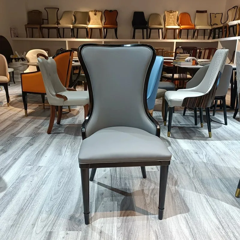 DSA Solid Wood Chair Household Backrest with Armrests High-end Hotel Western Restaurant Cafe Club Sales Building Dining Chair