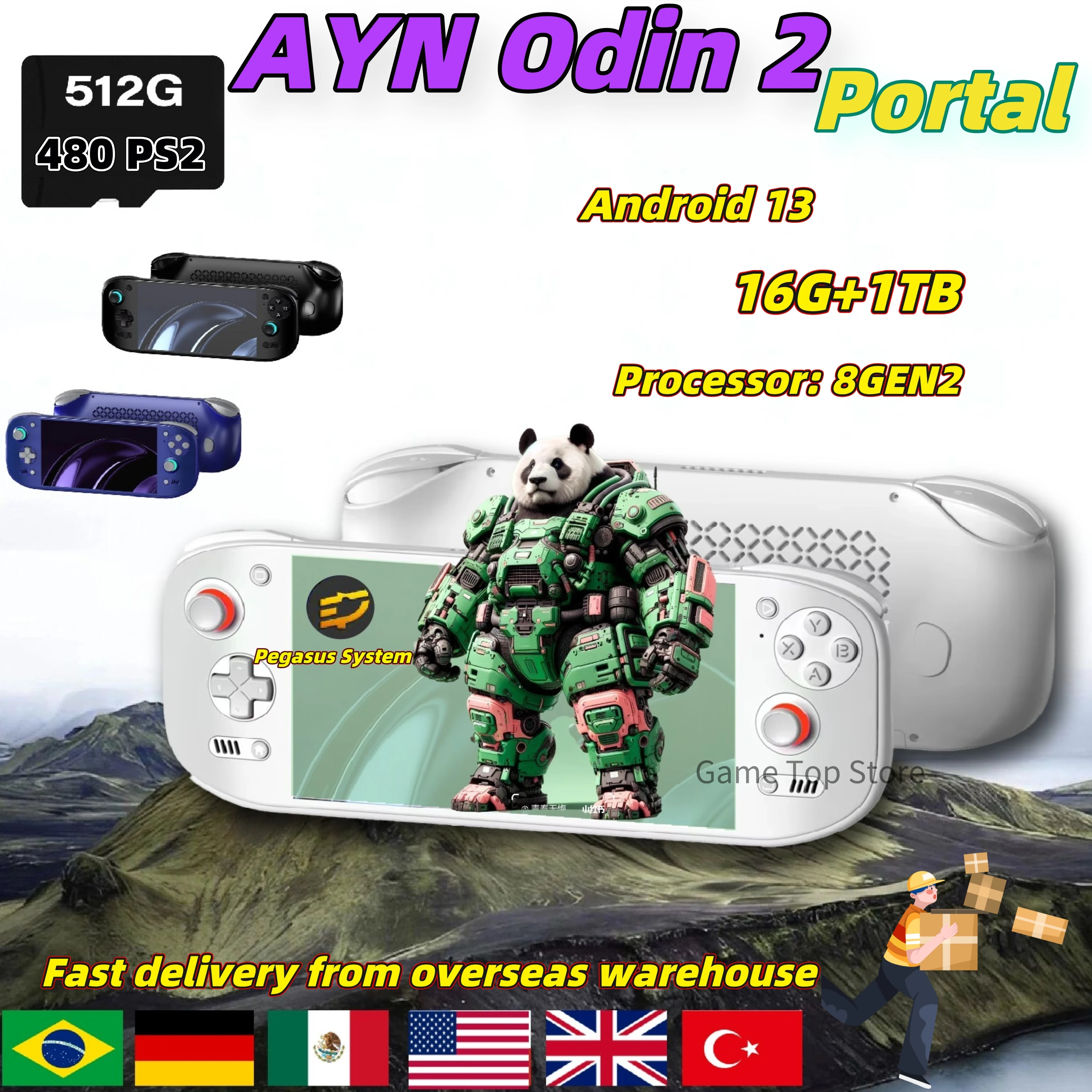 

AYN Odin 2 Portal Handheld Game Console 7 Inch 120HZ Screen 8000mAh 8Gen2 Open Source 16G+1TB Retro Video Game Player PS2 PSP