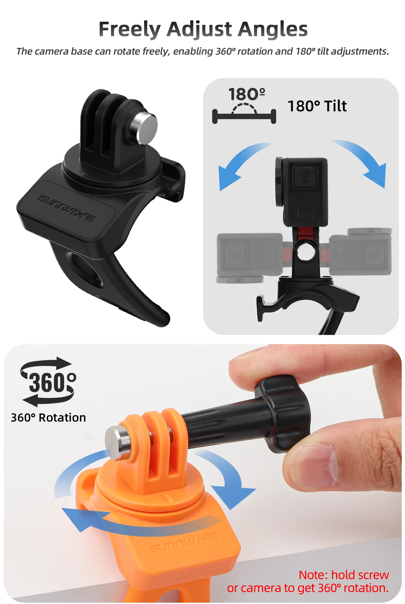 For DJI Osmo Pocket 4P/Nano/Action/Insta360/GoPro Sports Camera Adjustable Rotatable Riding Elastic Clip Flexible Fixing Bracket
