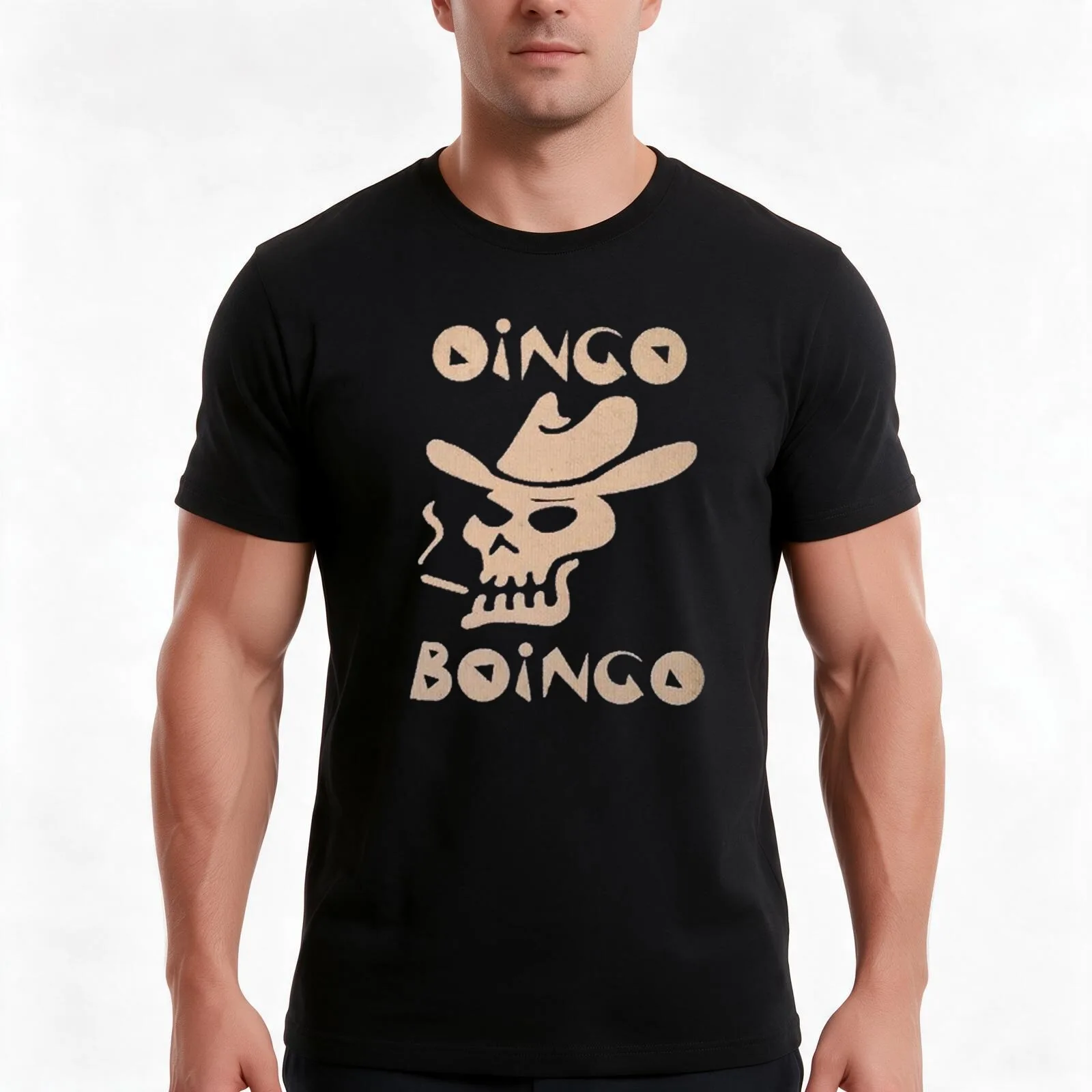 Oingo Boingo T-Shirt, Summer Casual Cotton Tee, Oversized Streetwear Tops, Vintage Graphic Print, Loose Fit Short Sleeve