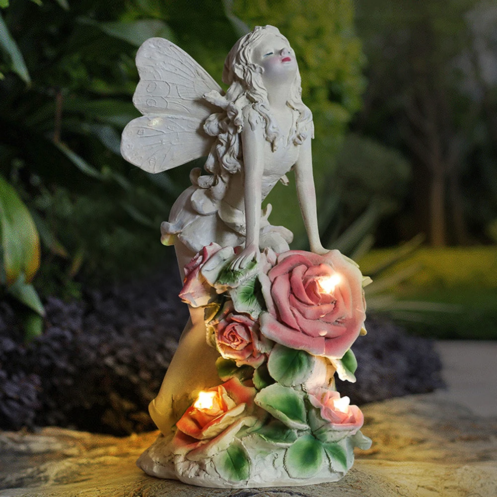 

Solar Angel Light Waterproof Resin Fairy Angel Sculpture Ornaments Solar Powered Light For Outdoor Garden Balcony Decoration