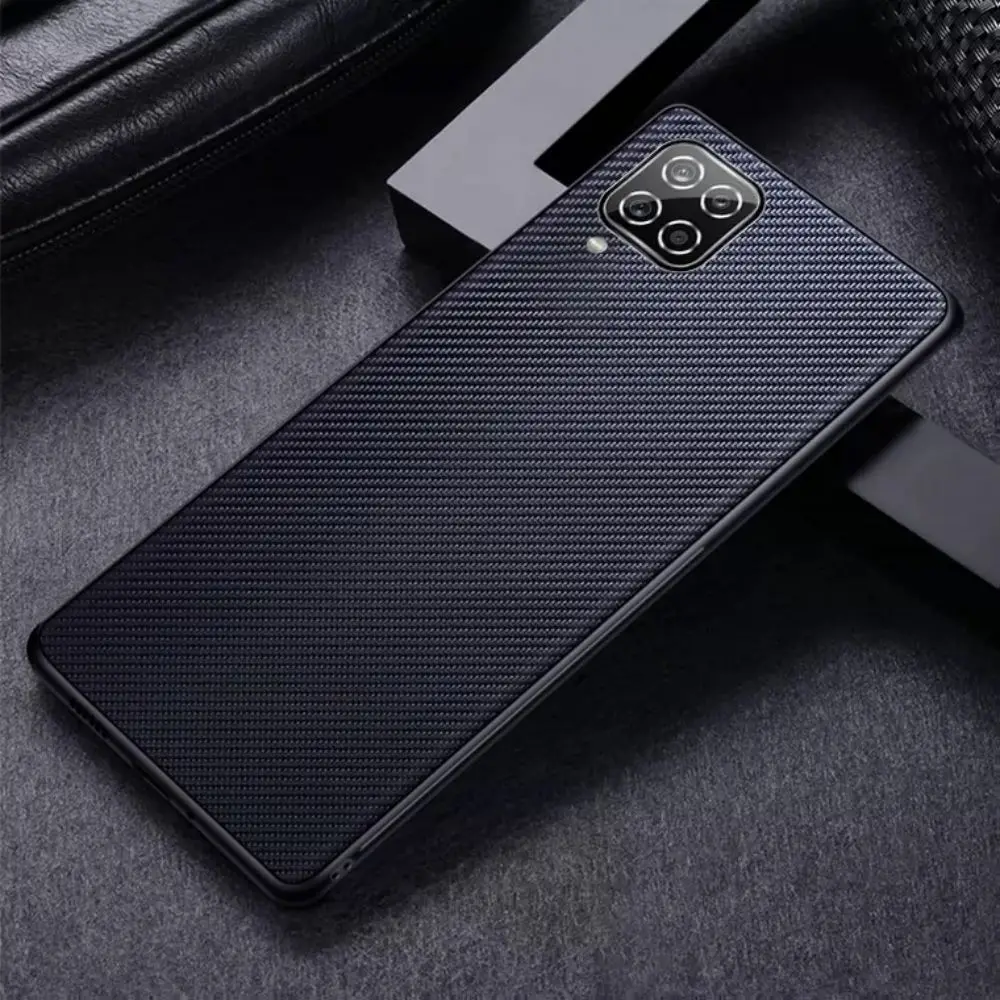 Luxury Carbon Fiber Texure Soft TPU Case Cover For Samsung Galaxy A12 A42 A22 4G 5G Ultra-thin Phone Back Protective Capa Coque