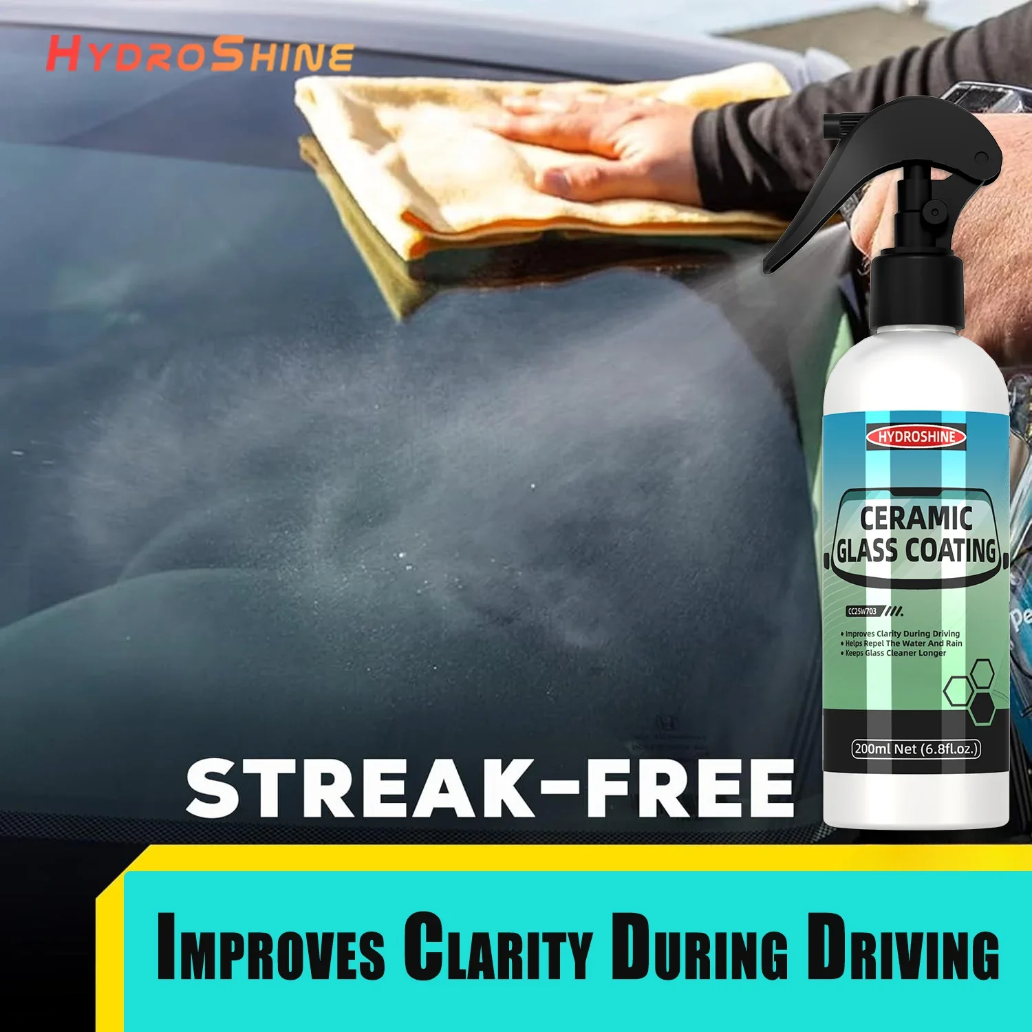 Hydroshine Ceramic Glass Coating Nano Crystal Coating Windows Polishing Liquid Glass Plated Crystal Hydrophobic Dustproof Agent