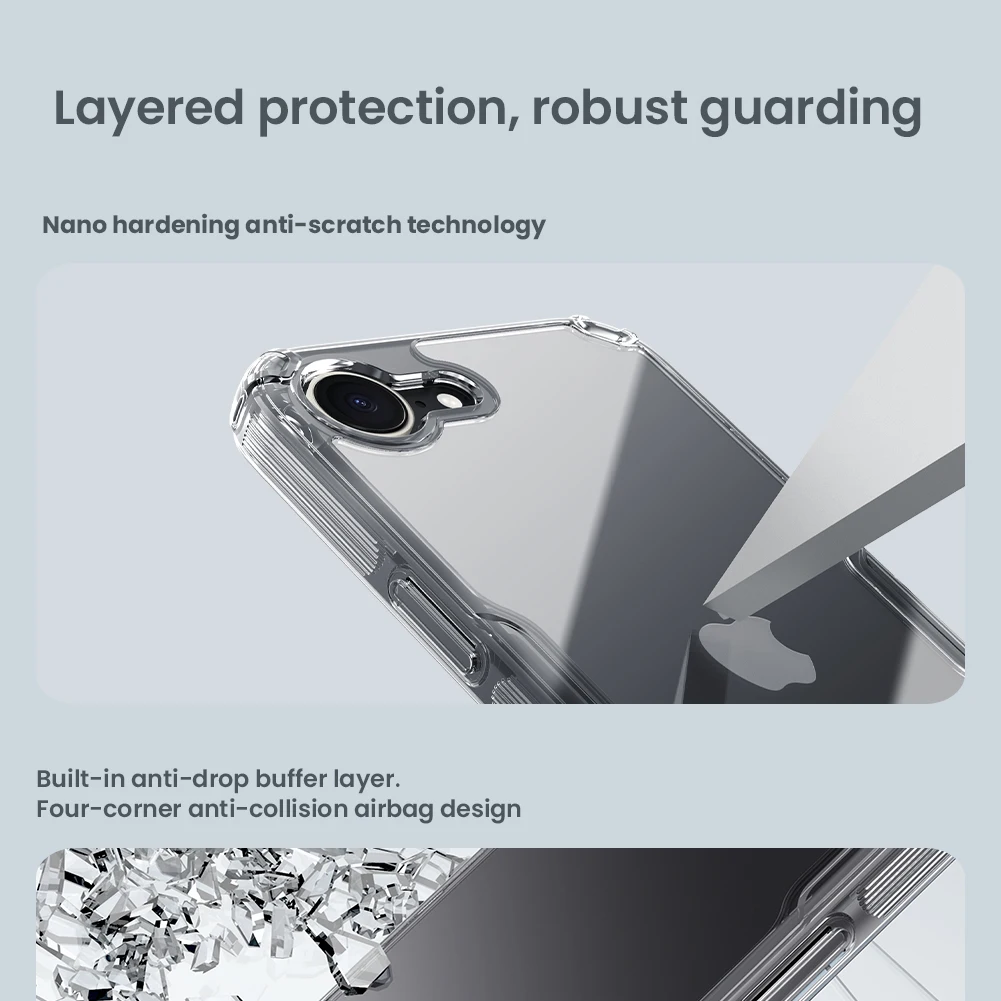 Nillkin Etui Nature TPU Pro do iPhone 17E/iPhone 16E, przezroczyste, odporne na upadki, z poduszkami powietrznymi, ochronne etui na telefon — zdjęcie produktu 4