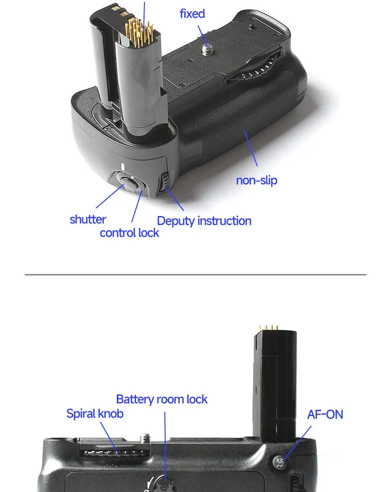 MB-D200 Vertikaler Batteriegriff für Nikon D200 DSLR mit Dual EN-EL3e/6 AA Fach, Dualen Bedienringen und Porträt-Aufnahmegriff – Detail 6