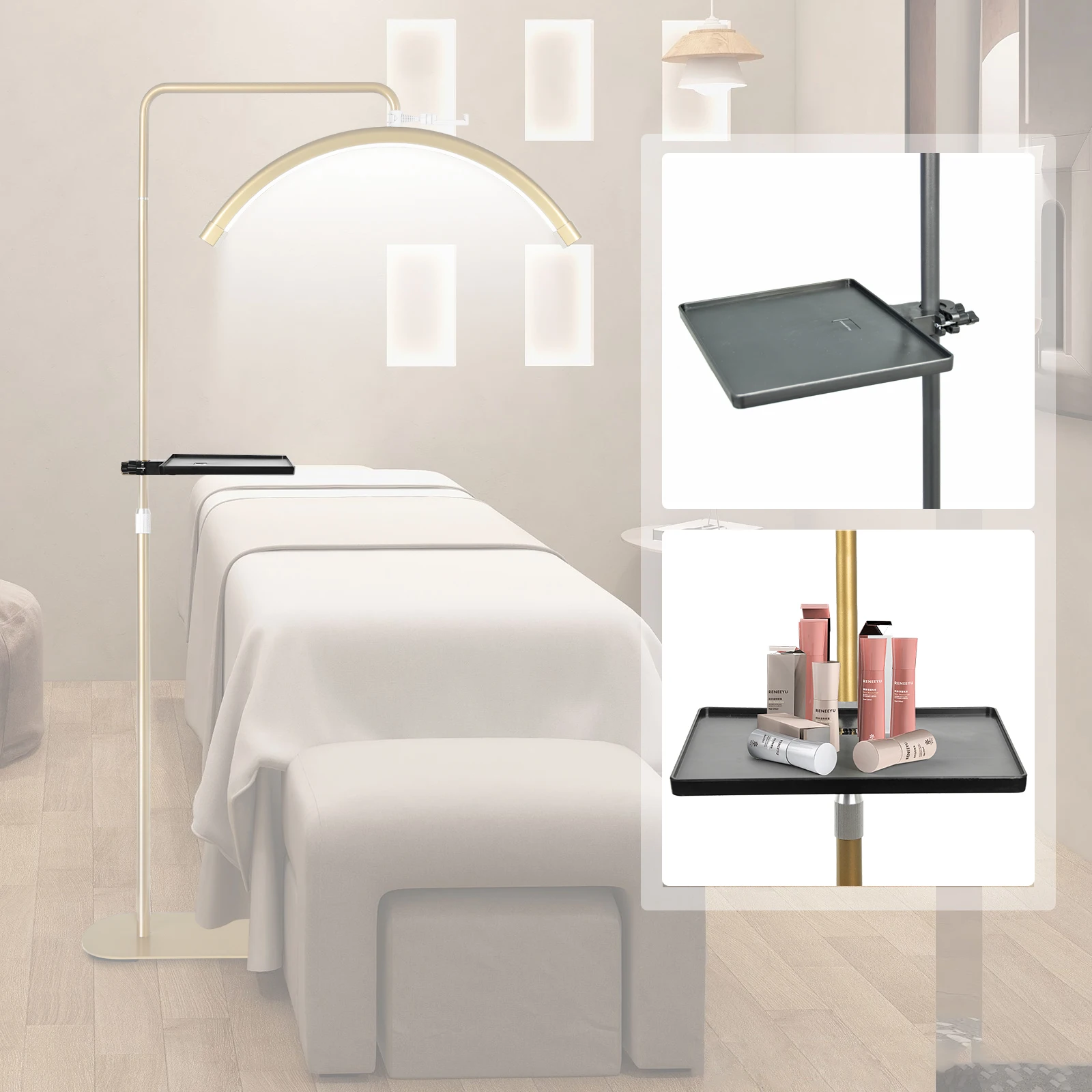 صينية بطاقة صوت مثبتة على حامل ميكروفون ، إعداد ثلاثي القوائم لوضع ماكياج الحواجب والرموش ، منتجات استوديو التجميل ، التصوير الفوتوغرافي