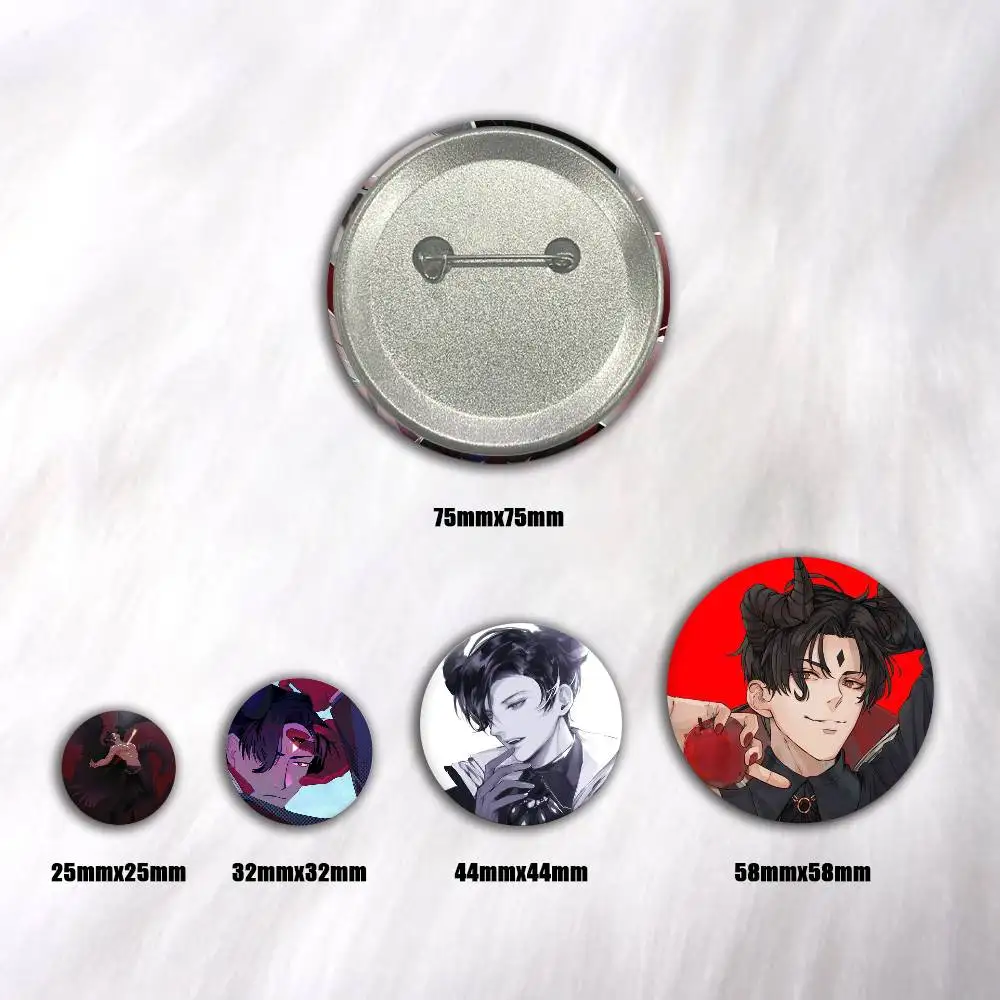 Cartoon O-Obey Me Lucifer  Creative Round Button Badges Pin Brooch Backpack Jewelry Gift