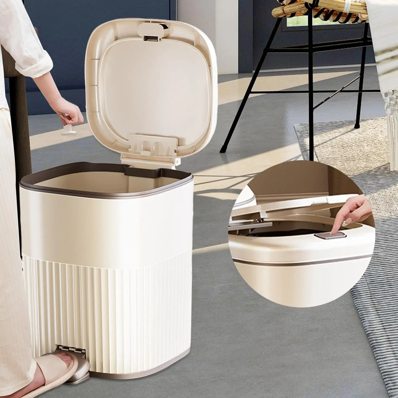 Foot Pedal Garbage Bin Step Trash Can Simple Rectangle Rubbish Container Bathroom Trash Can Garbage Container Bin