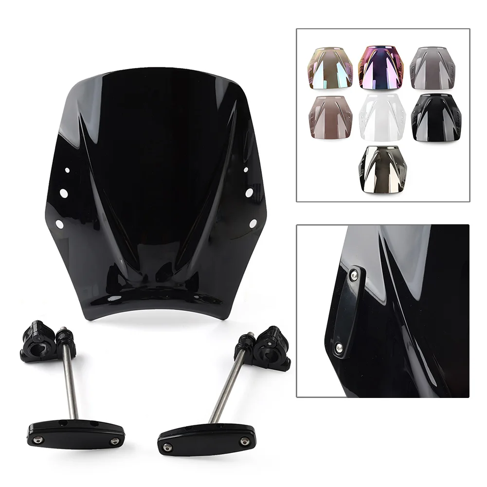 Universal Motorcycle Windshield Wind Screen Deflector Wind Shield with Bracket For Harley Yamaha BMW Honda For Suzuki etc.