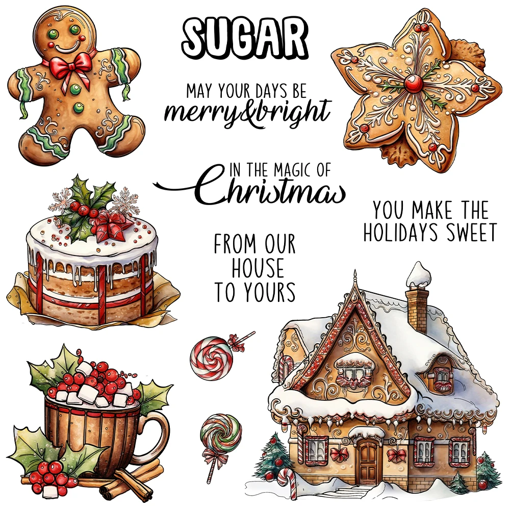 Mango craft süßer Kuchen Weihnachten Lebkuchen mann Schneidwerk zeuge klarer Stempel DIY Scrap booking Metall stirbt Silikons tempel für Karten