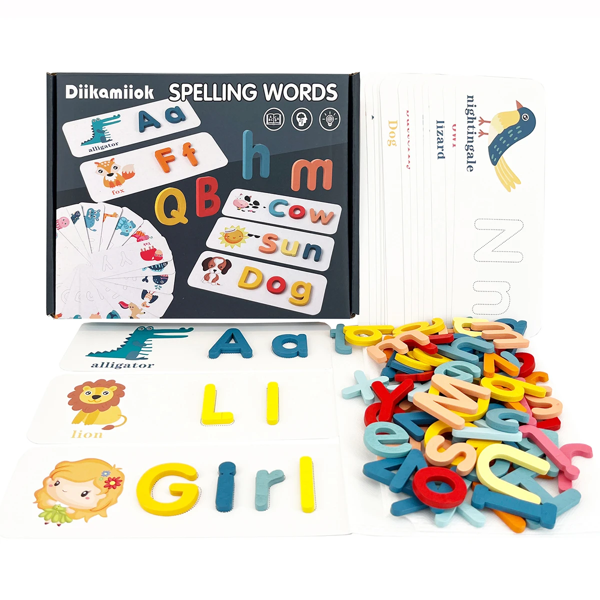 Children's Wooden Montessori Educational Toy Alphabet Learning Spelling Puzzle Game for Kids with English Writing Practice