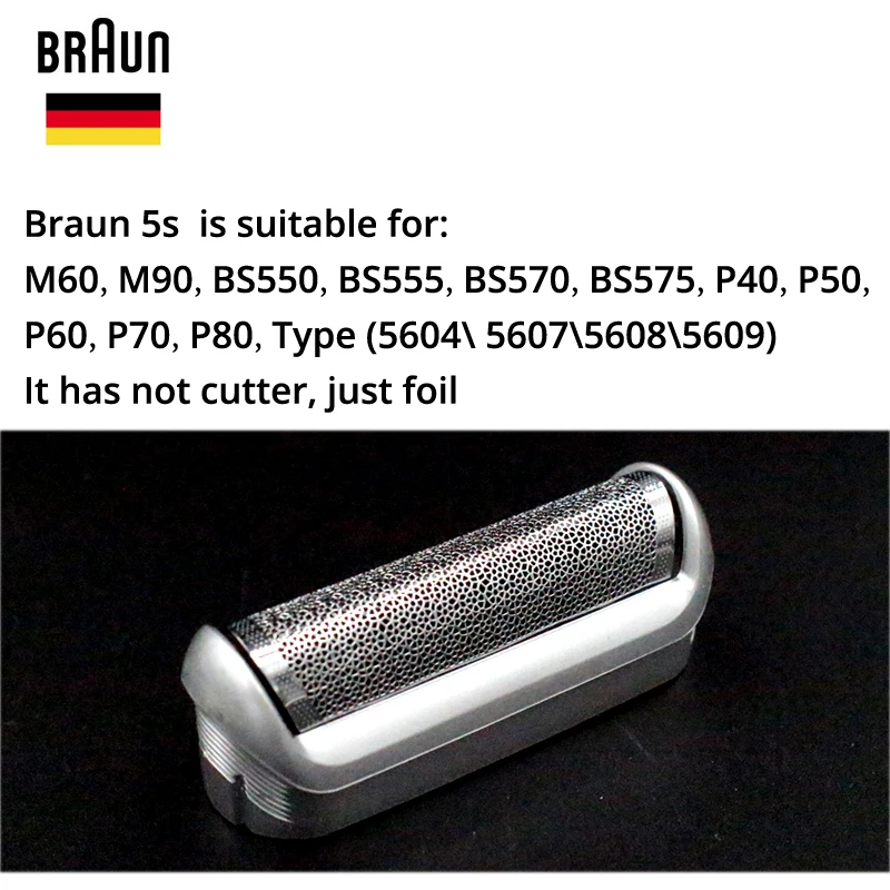 Braun 5S Safety Beard Shaver Razor Blade Replacement Foil not Cutter Cassette M90 M60 P40 P50 P60 P70 P80 555 575 P40 P50 P60