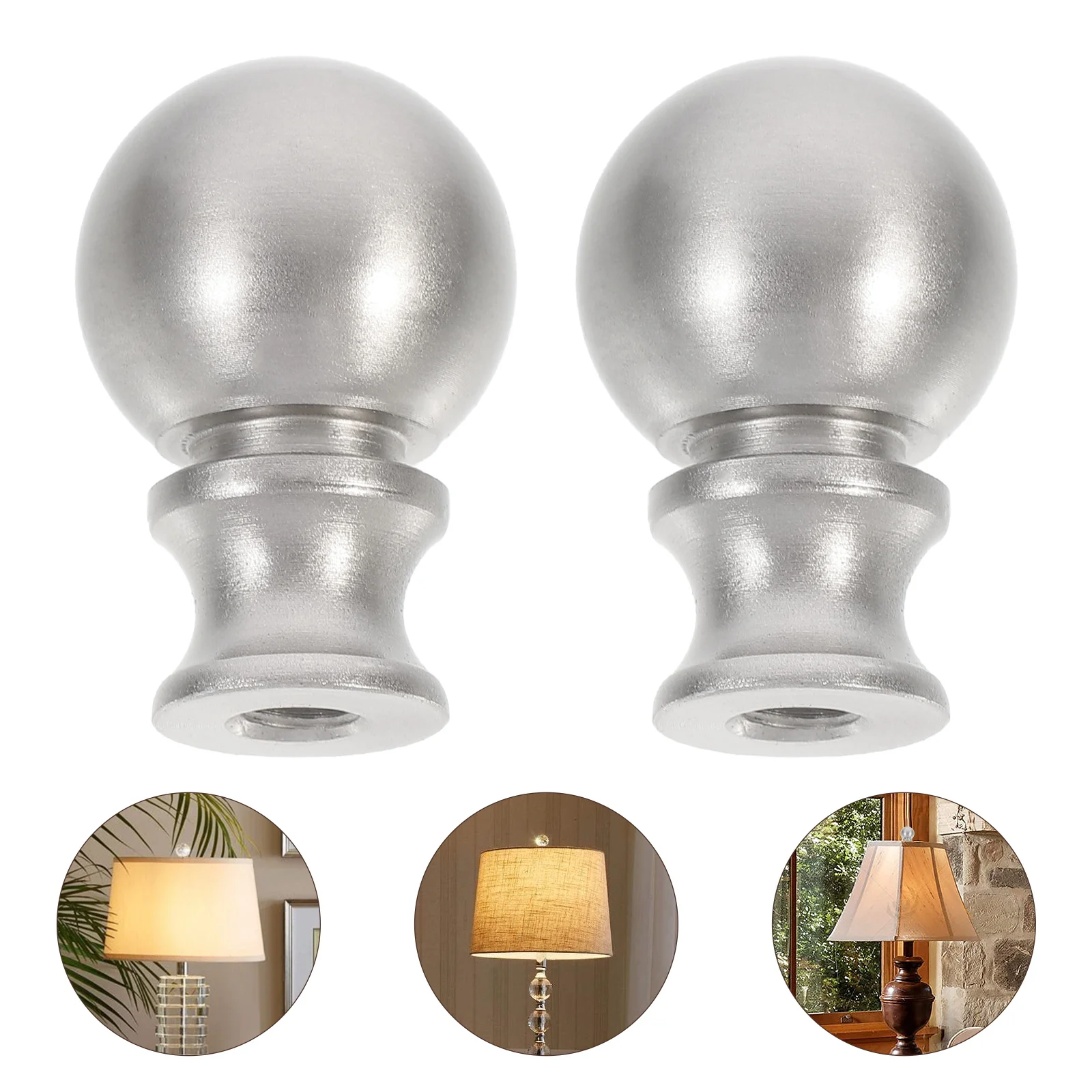 

2Pcs Creative Lamp Cap Zinc Alloy Light Screw Caps Add Brilliance to Your Lamps Table Floor Light Silver Lamp Finial