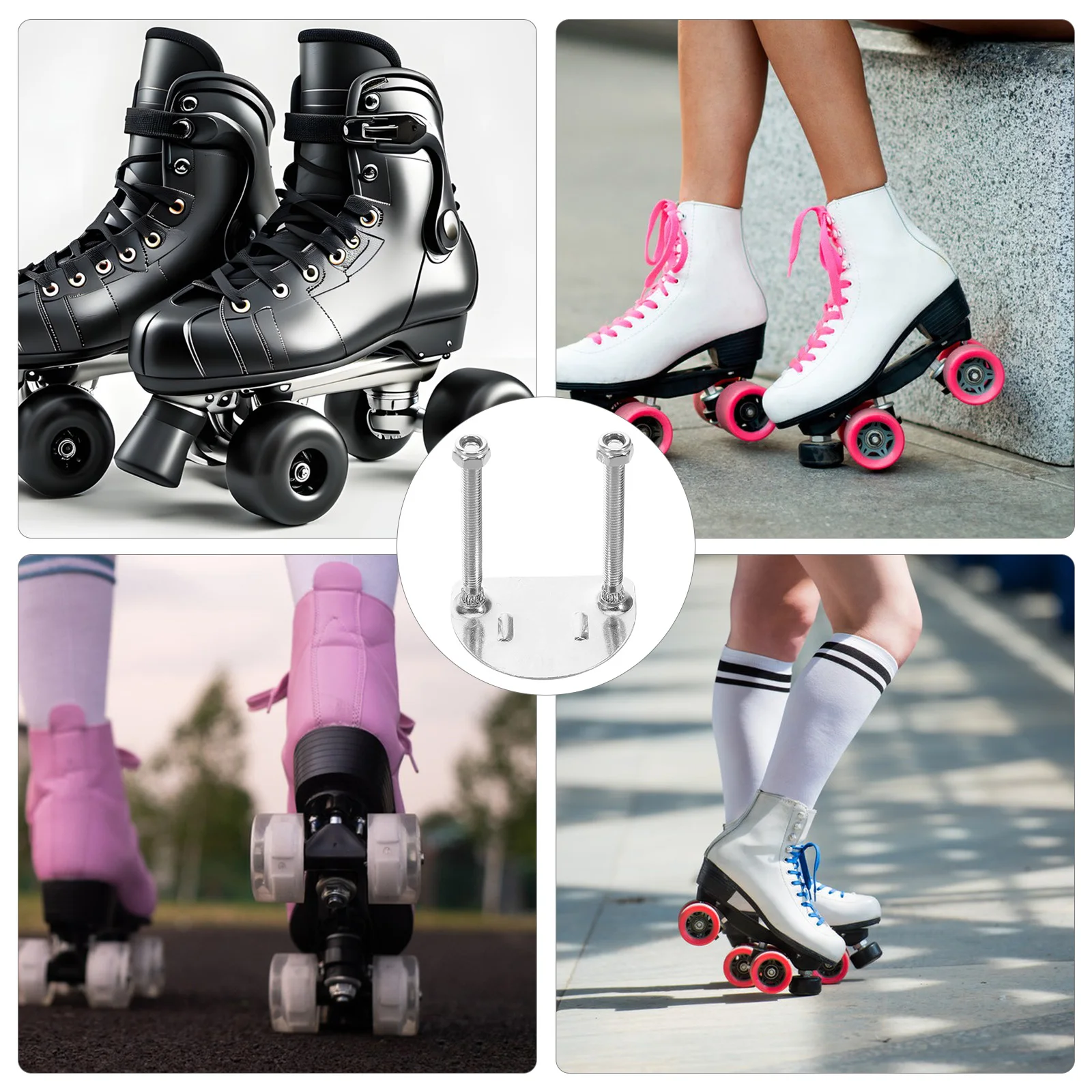 

4pcs Repair Installation Hardware Double Row Skate Base Plate Four Wheel Roller Skates Plate Durable Shock Absorption Gliding