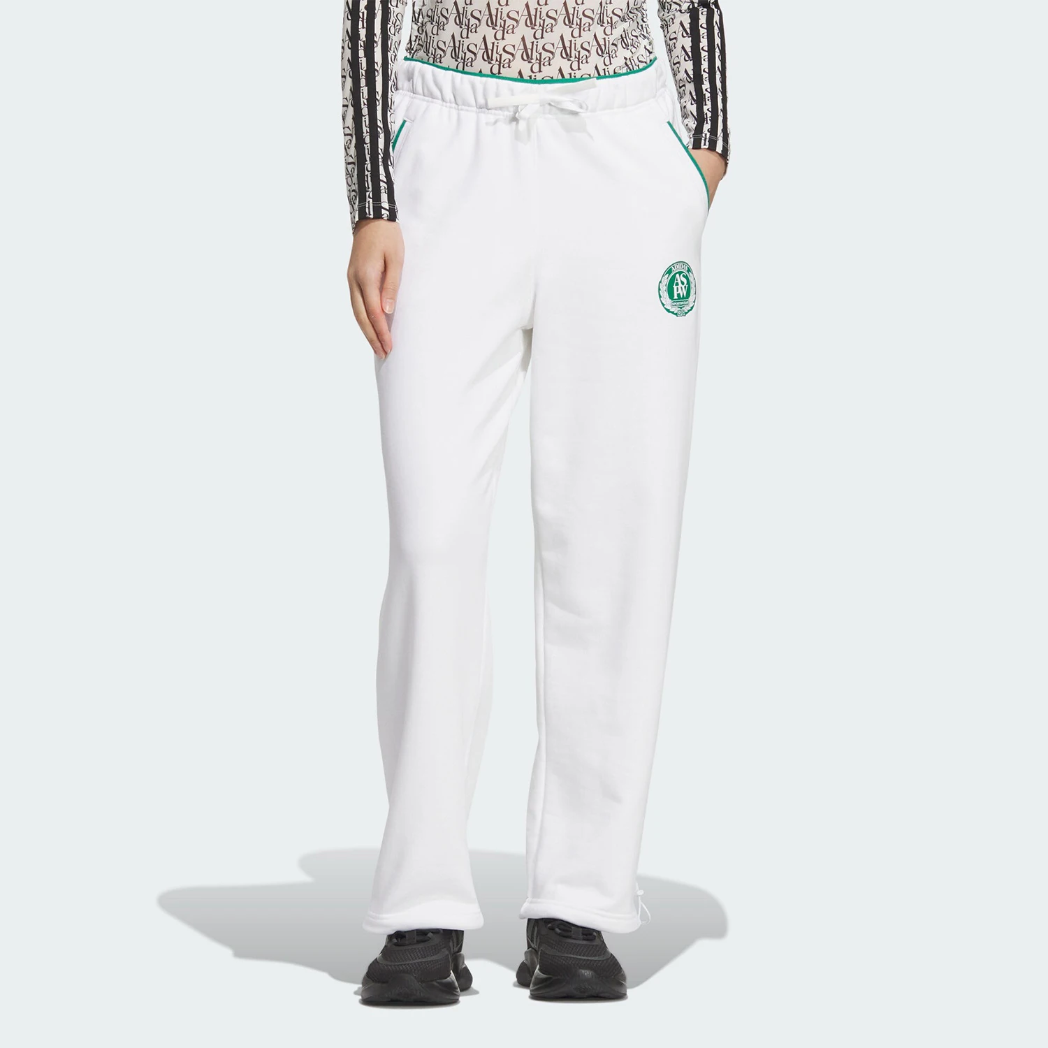 

Официальные аутентичные новые женские вязаные свободные прямые повседневные брюки Adidas JD3471