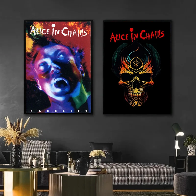 روك باند المغني أليس في سلاسل صورة ألبوم الموسيقى المشارك حائط لوح رسم الفن صور غرفة المنزل نادي ديكور هدية