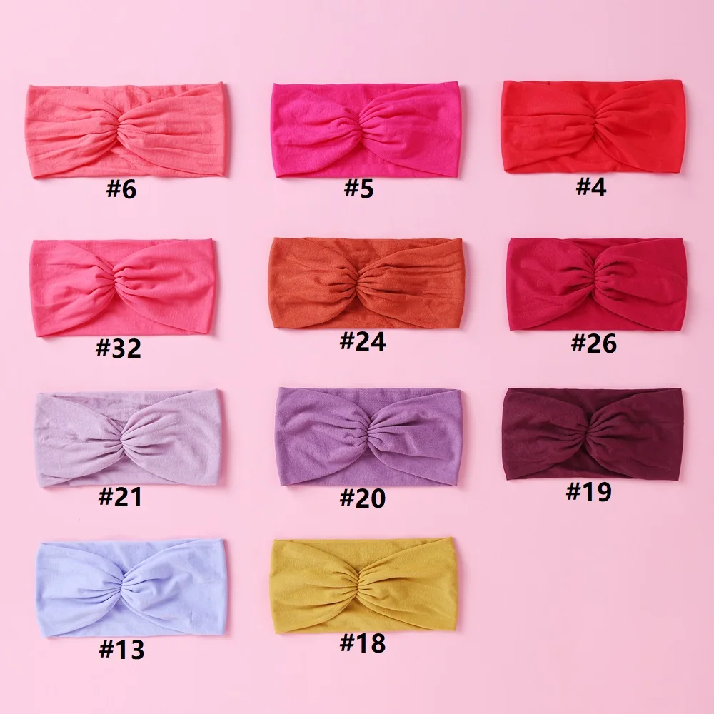 Diadema piezas para bebé y niña, bandanas de nailon elástico sólido, hecho a mano para recién nacido turbante, accesorios para el cabello, 1 unidad