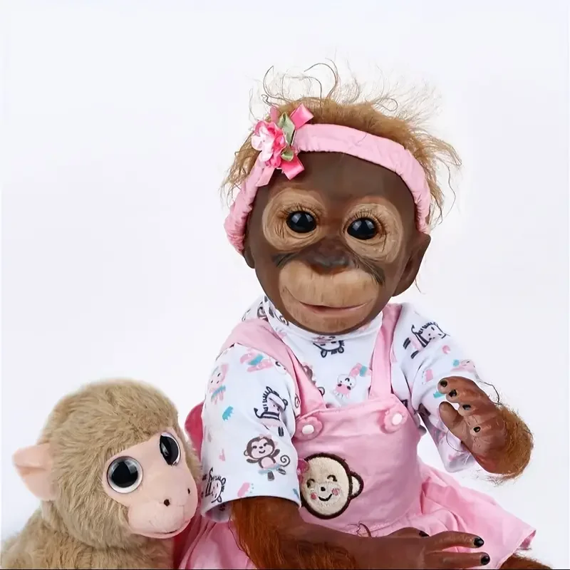 Poupées Reborn Réalistes de 21 Pouces, Faite à la Main, Bébé Singe Orang-outan, Poupées en Silicone et Vinyle, Corps Pondéré, Bébés qui Ressemblent à de Vrais Enfants