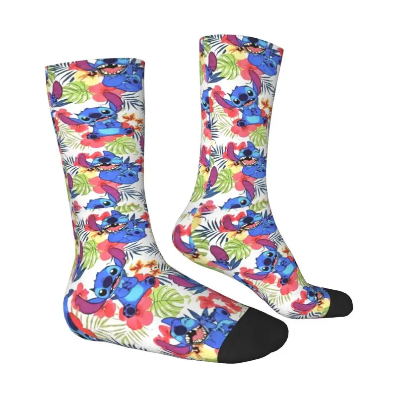 Custom Fashion Printed Stitch Tropical Plants Socks for Women Men Stretchy Summer Autumn Winter Crew Socks