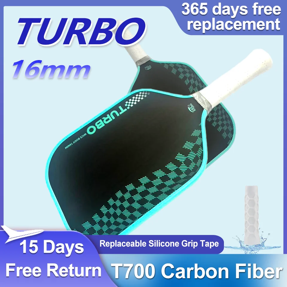 TURBO T700 Textured Face Carbon Fiber Pickleball Paddle Honeycomb Core, Anti-Slip Handle, Engineered for Pro-Level Spin & Power