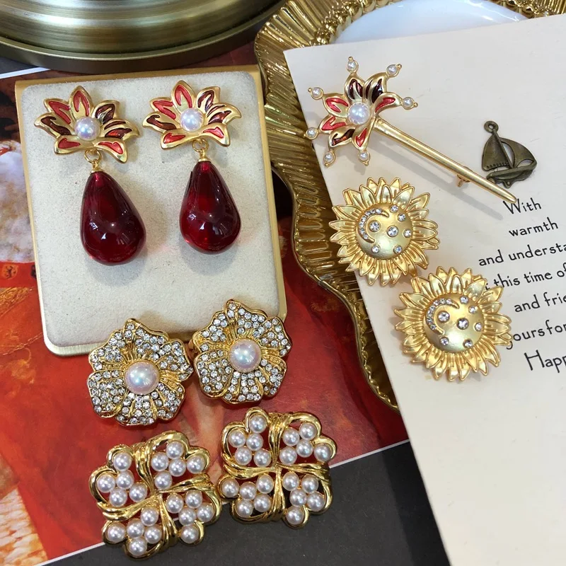 

Flower Teardrop Drop Earrings Rhinestone Party Gifts Pendientes For Women's Accessories