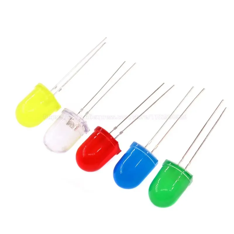 50PCS F10 10MM DIP LED Red Blue Emerald Green Yellow Orange White Light Emitting Diode High brightness Round head Transparent