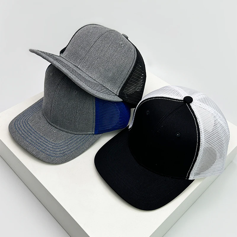 

New Men Women Outdoor Color Block Baseball Hats Sunshade Retro Breathable Mesh Casual Truck Caps Versatile Fashion Simple Solid