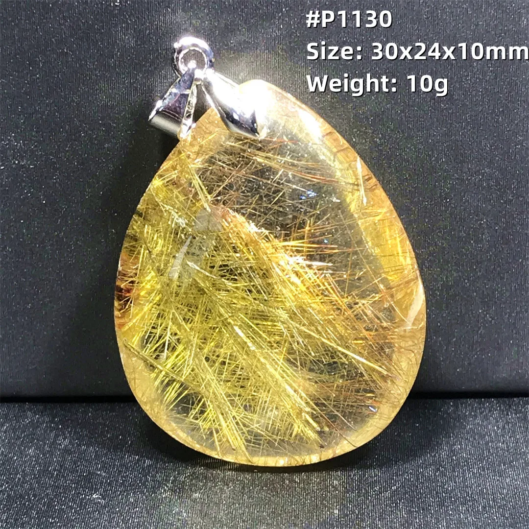 Natural Gold Rutilated Quartz Necklace Pendant Jewelry For Women Men Wealth Gift Rare Crystal Beads Transparent Gemstone AAAAA