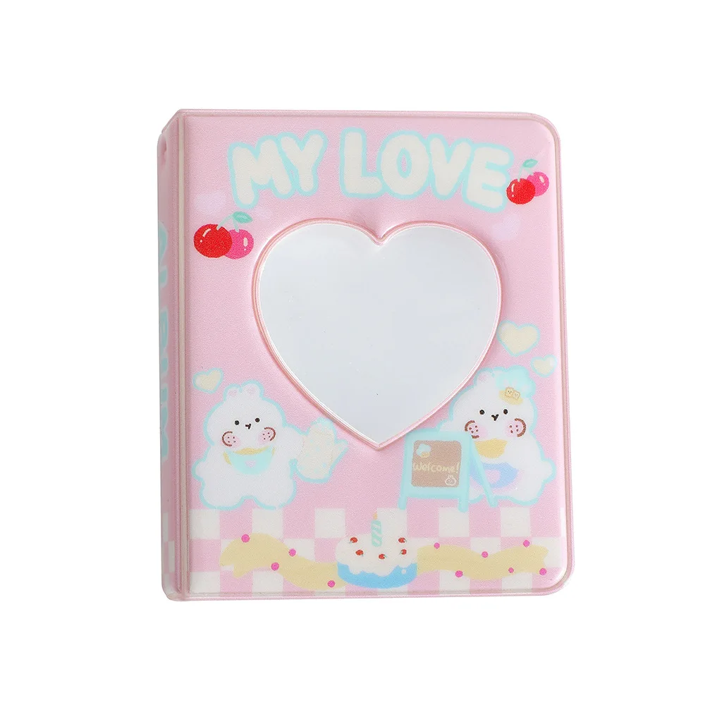 Sweet 2/3inch Photocard Holder Hollow Love Heart Love Kpop Album Collect Book 32/40pockets Idol Cards Sleeves Cute Stationary