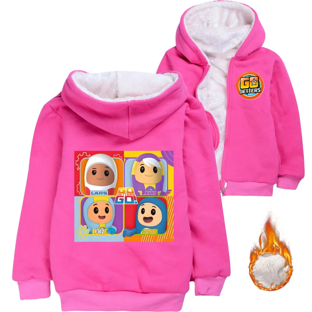 Video Go Jetters Clothes Kids Cartoon Zipper Jackets Baby Girls Winter Warm Thicken Coats Teen Boys Long Sleeve Outerwear Parkas
