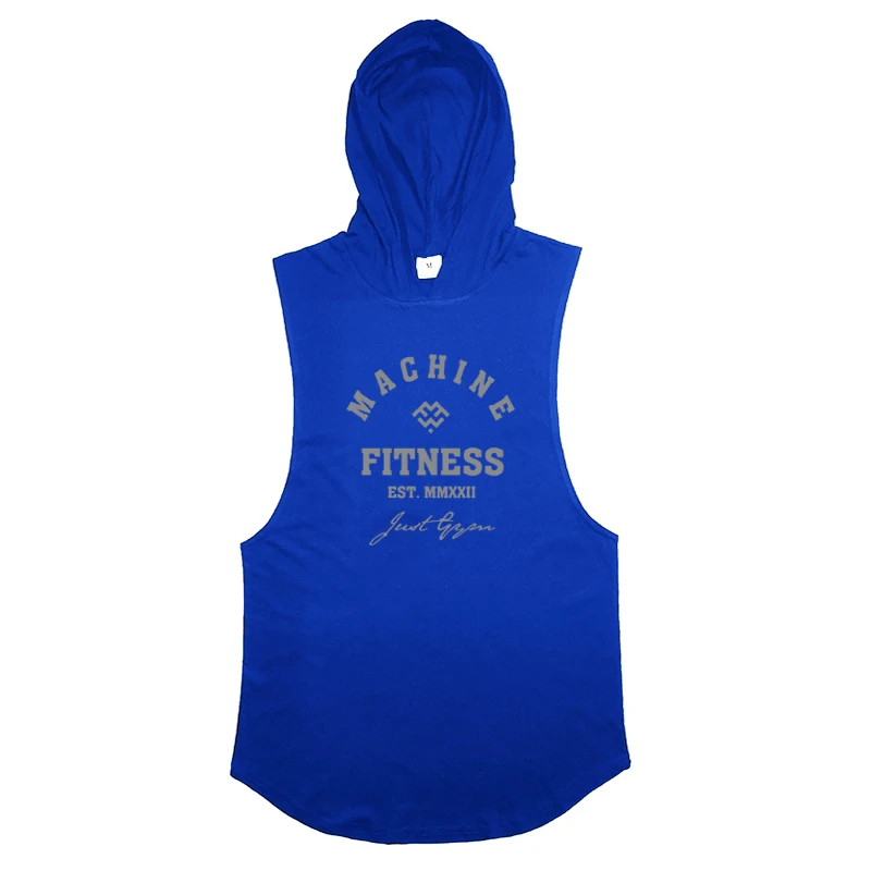MACHINE FITNESS Mens GymTank Top Leisure Cotton Bodybuilding Clothing Summer Muscle Fit Sleeveless Hoodies loose Sports Singlets