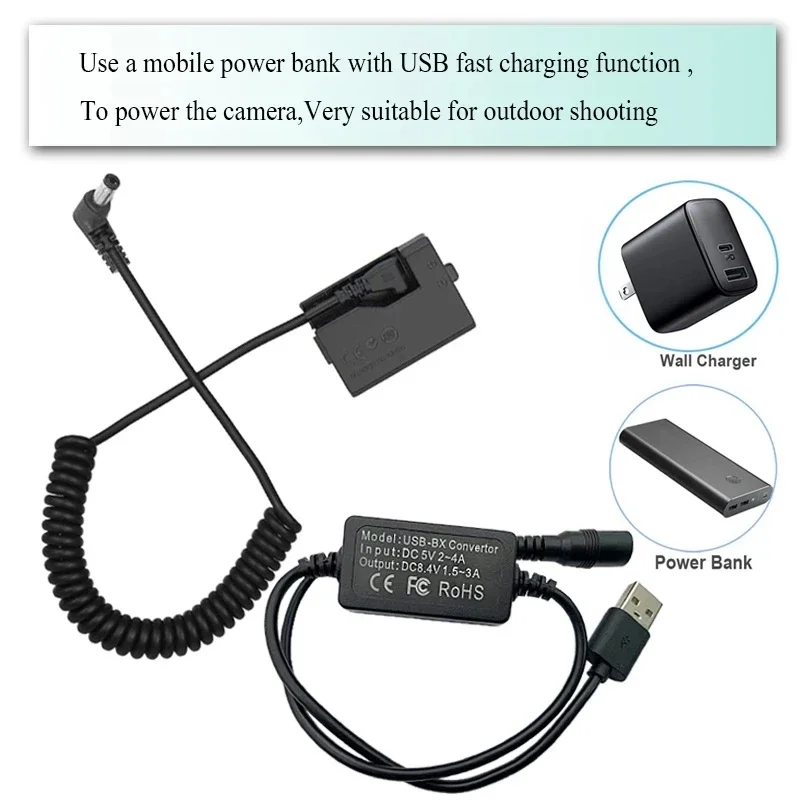 DR-E10 DC Coupler ไดรฟ์ USB อะแดปเตอร์ LP-E10 Dummy แบตเตอรี่สําหรับ Canon EOS Rebel T3 T5 T6 Kiss X50 X70 EOS 1100D 1200D ดิจิตอล