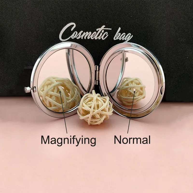 1PC Blingbling Rhinestone Makeup Mirror Mini Beauty Cosmetic Mirror Portable Double-Sided Folding Round Pocket Mirror