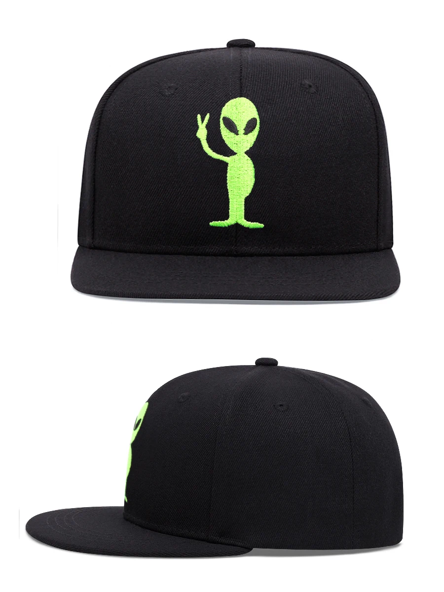 New Men's Fashion Green Aliens Hip Hop Hat Outdoor Sports Duck Tongue Hat Embroidered  Women's Baseball Sun Hat