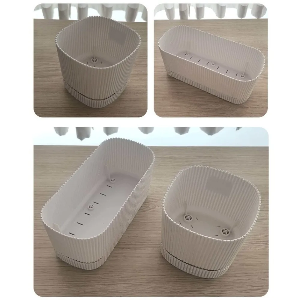 Double Layer Self Watering Flower Pot Plastic Desktop Vase Lazy Plant Pot Thickened with Drainage
