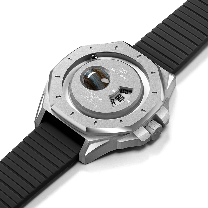 Daniel Gorman Gravity Series Jupiter Sport Herrenuhr, großes Gehäuse, Quarz-Silikonarmband, wasserdicht