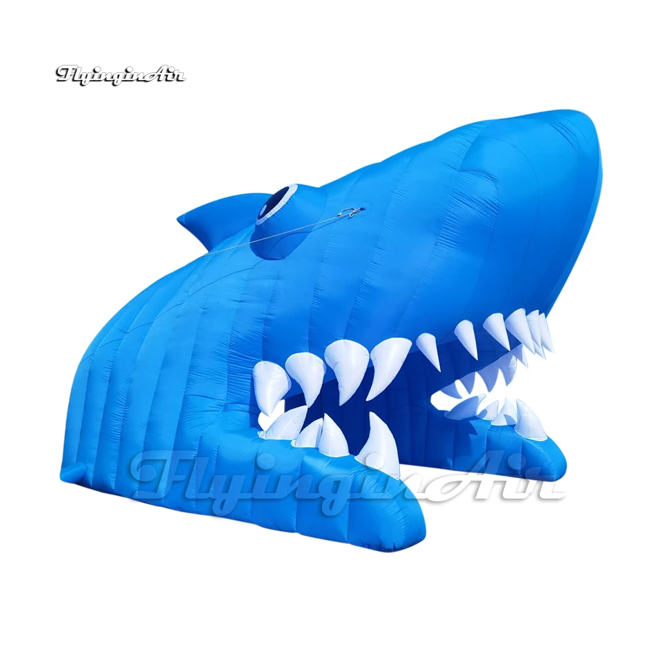 Customized Blue Inflatable Shark Tunnel 5m*4m Outdoor Entrance Archway Blow Up Deep Sea Shark For Aquarium And Party Decoration