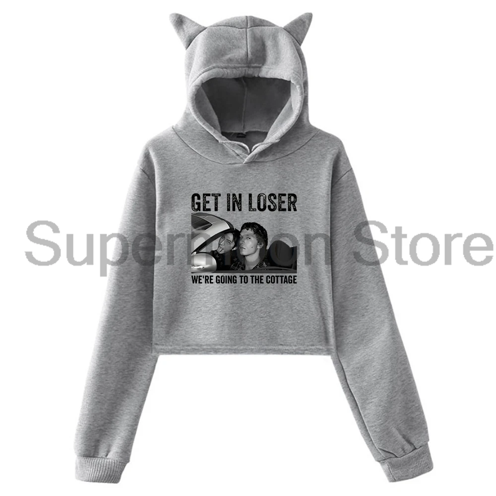 

Винтажная толстовка с кошачьими ушками и надписью «Heated Rivalry Get in Loser We're Going To The Cottage», укороченный топ с длинными рукавами, уличная одежда для женщин