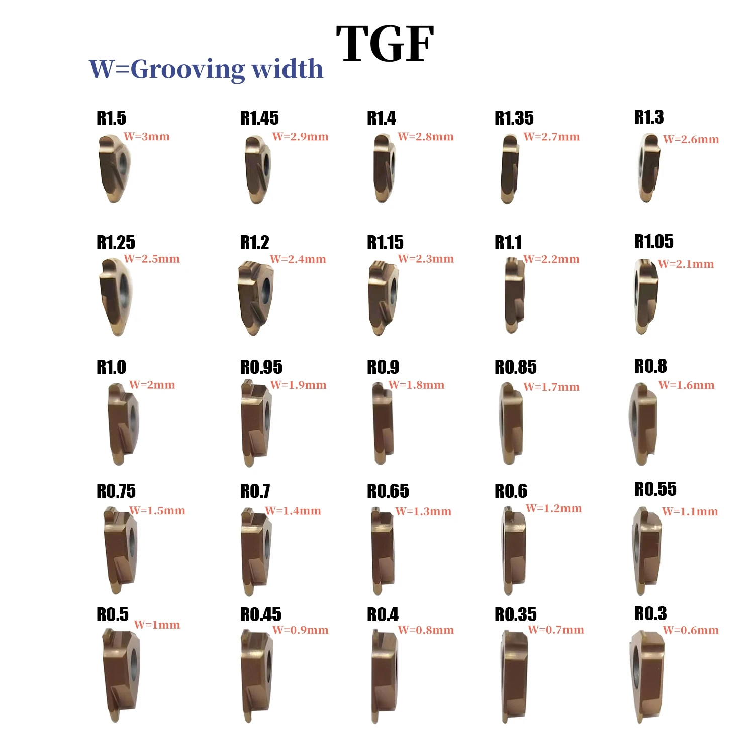 10pcs TGF32R0.3-R1.5 Round head Arc Carbide Grooving Inserts Shallow Grooving Cut-Off Parting Tools for Steel Repalement inserts