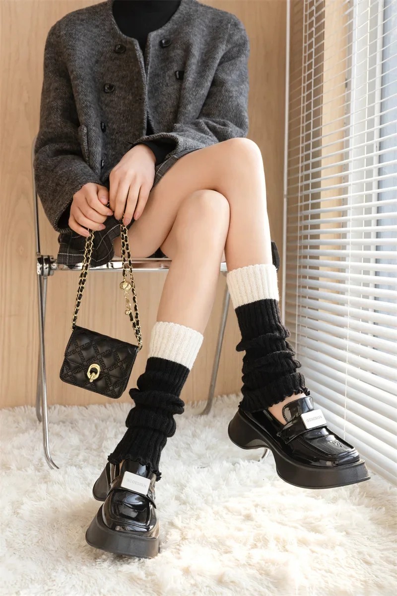 Y2K Women's Leg Warmers Japanese Lolita Long Socks Wool Knitted Foot Cover Arm Warmer Autumn Winter Crochet Heap Sock Boot Cuffs